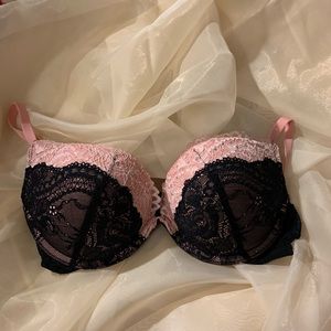 Dentelle pink/black bra